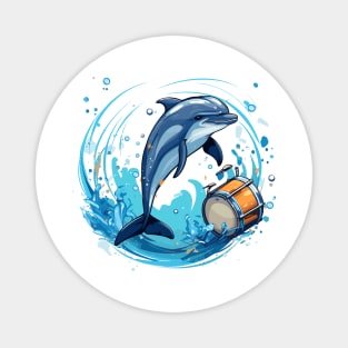 Dolphin playing drums Magnet